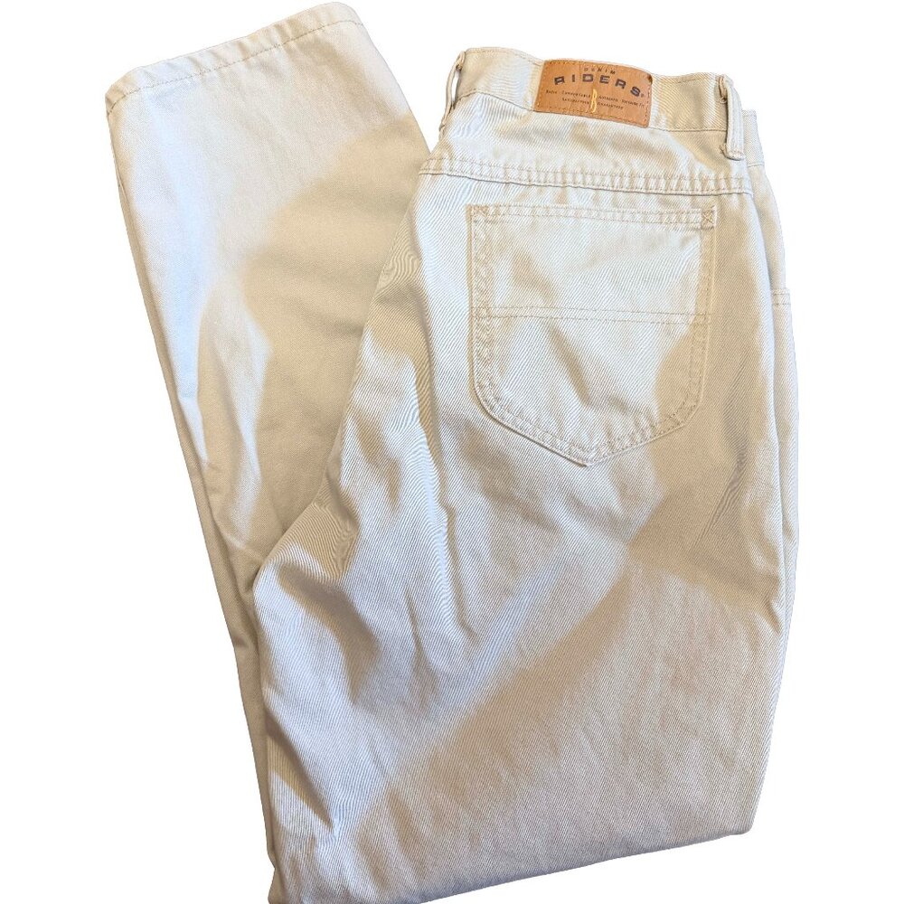 Denim Riders High Rise Straight Leg Khaki Pants Beige 90s Y2K Size 14 Petite